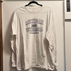 MV Sport White Long Sleeve Tee Shirt Michigan Tech University Huskies MTU XL